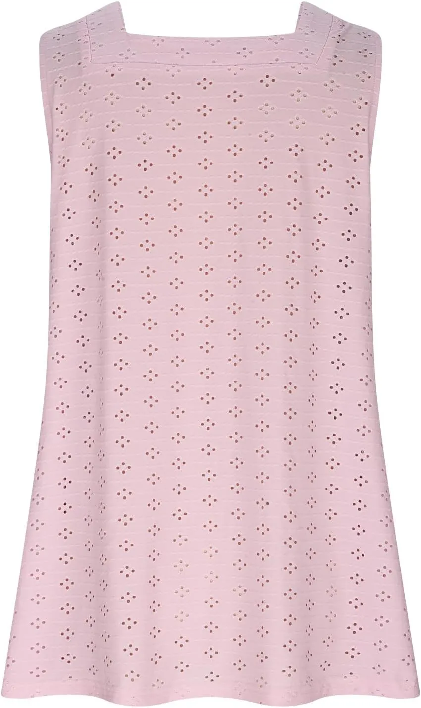 Womens Eyelet Tank Tops Sleeveless Square Neck Camisole Trendy Casual Tank Tops Summer Dressy Elegant Blouse