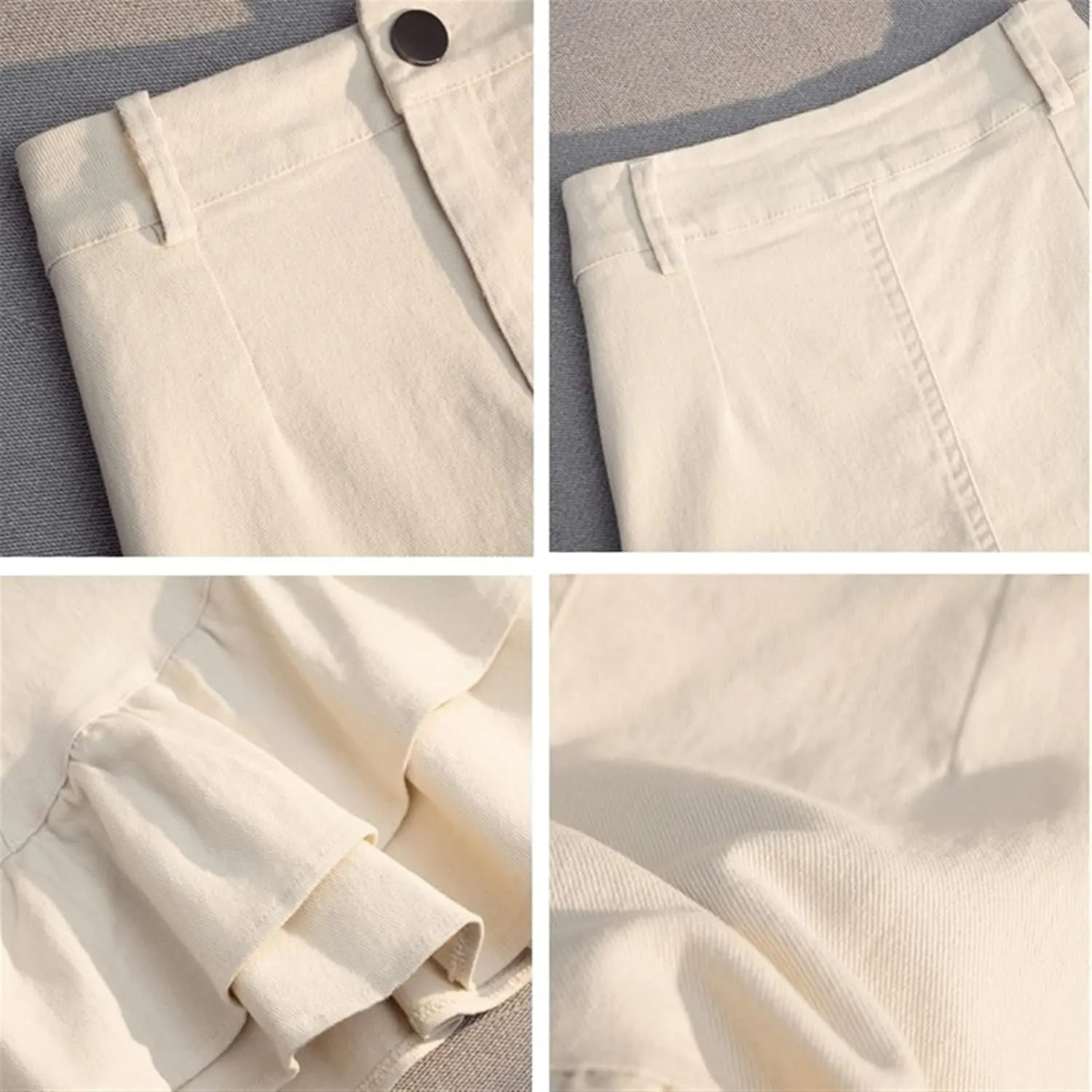Women's Fashion Denim Versatile High Waist Slim Sexy Girl Mini Skirt (Color : White, Size : L)