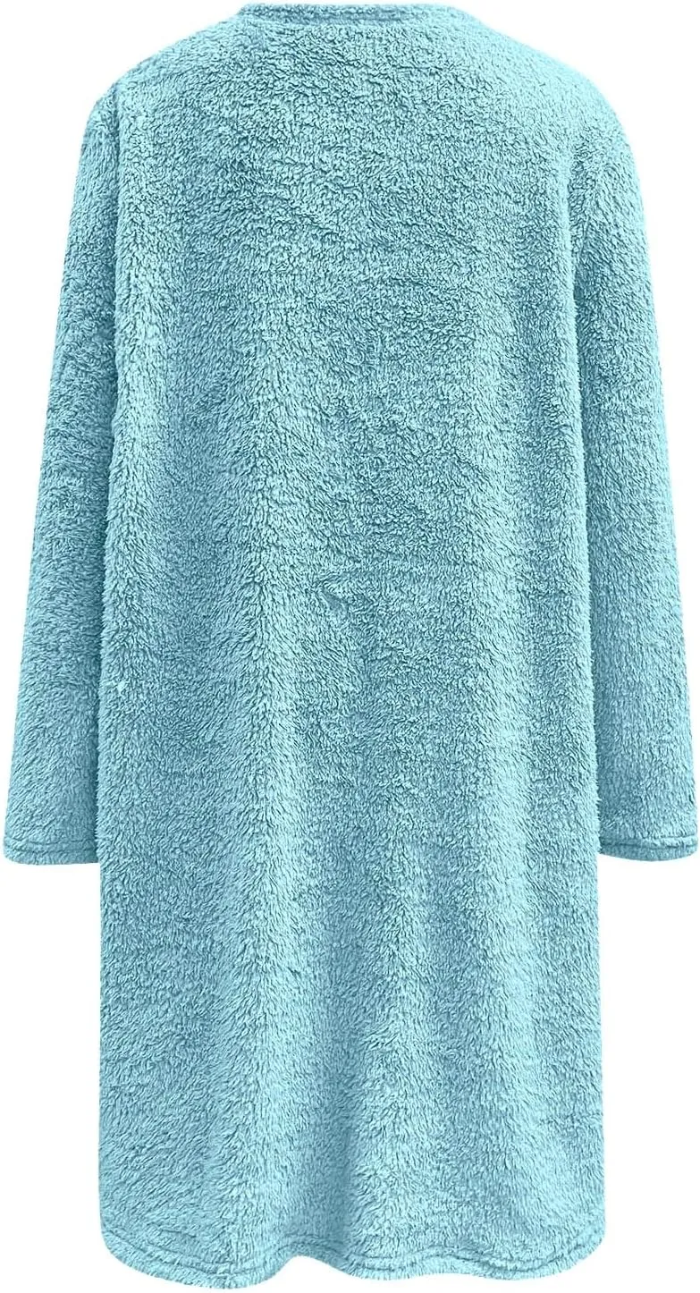 Womens Fuzzy Fleece Pullover Sherpa Sweatshirt Turtleneck Long Sleeve Sweatshirts Winter Warm Outwear Tops with Pockets