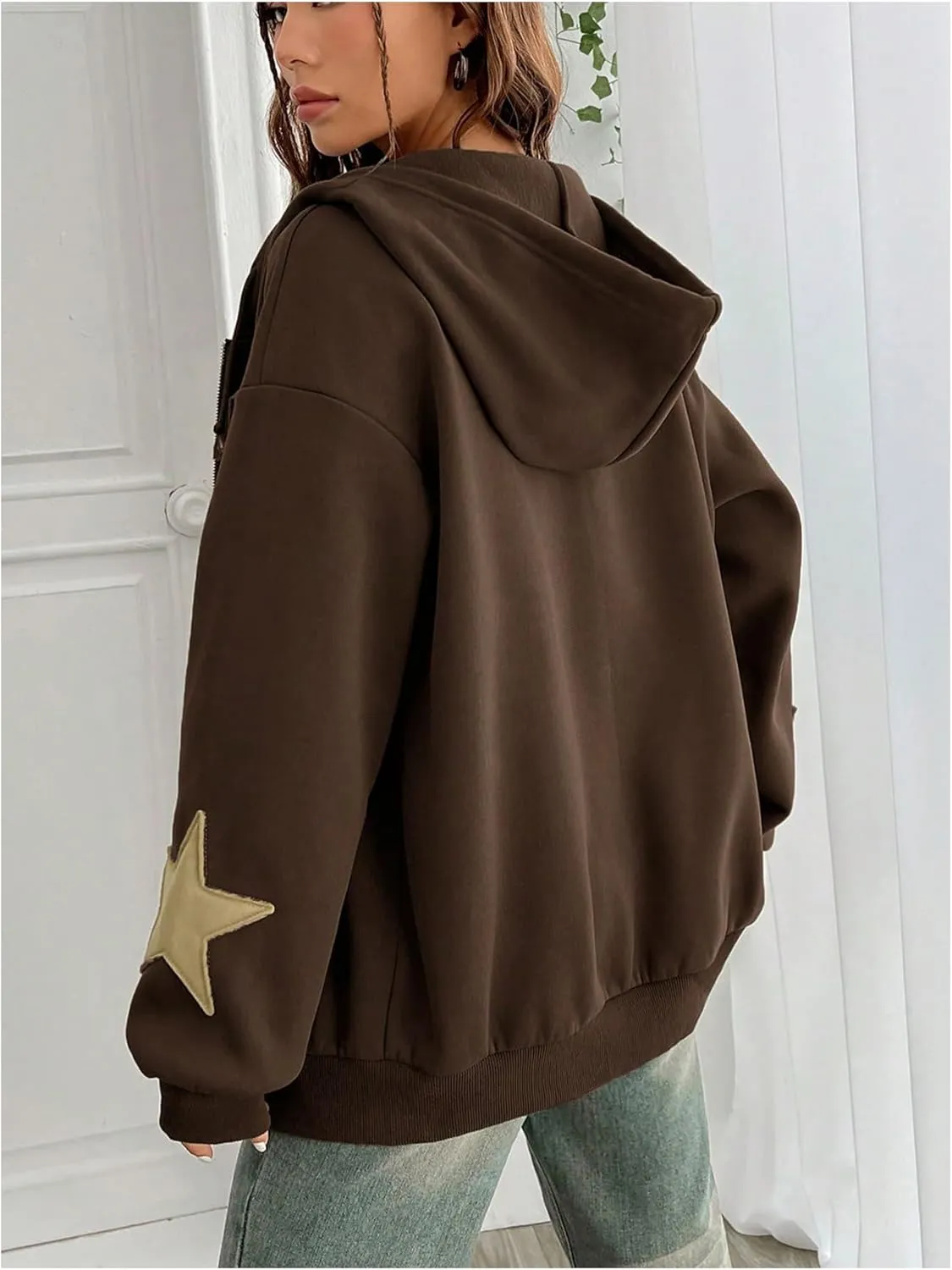 Women's Graphic Zip Up Hoodies Long Sleeve Drawstring Hooded Sweatshirt with Pockets