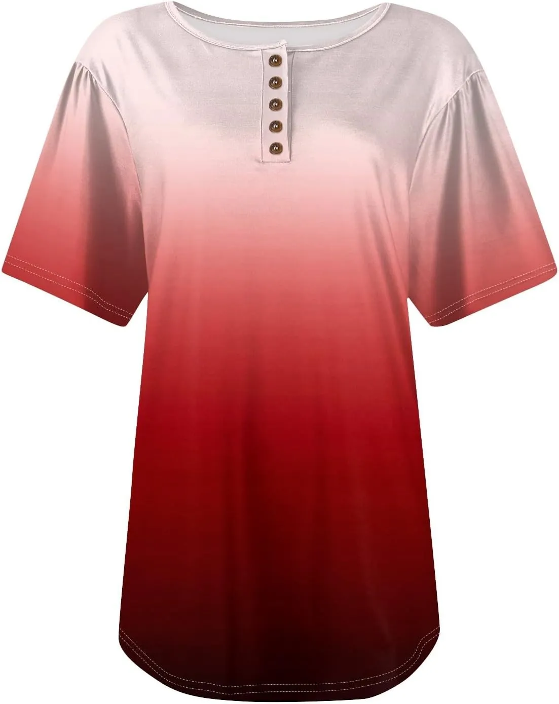 Womens Henley Short Sleeve Summer Dressy Casual Pleated Round Neck Tunic Graphic Tees With Leggings Shirts