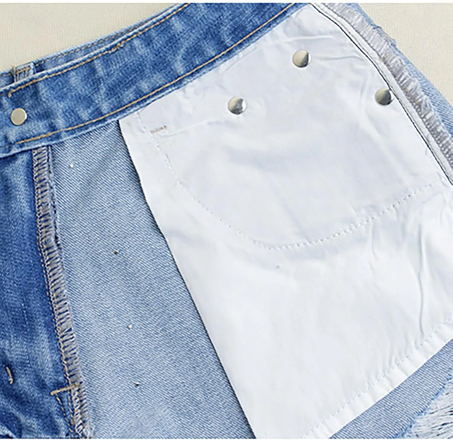 Women's High Waisted Jeans Solid Color Pearl Studded Bead Hot Drill Women's Dance Shorts
