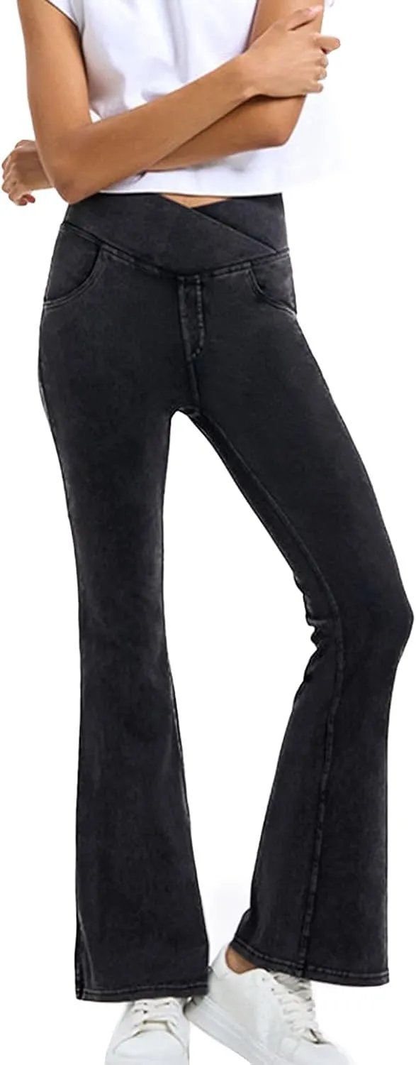 Women's High Waisted Jeans Yoga Trousers Workout Hiking Stretch Elastic Waist Fall Ankle Denim Pant