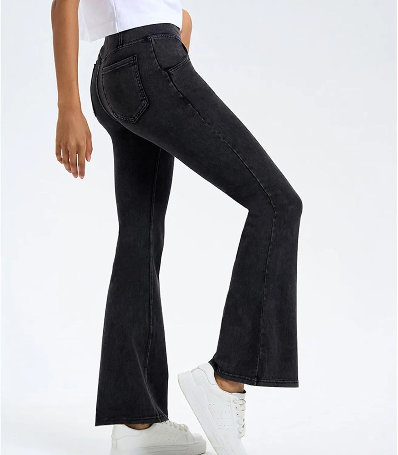 Women's High Waisted Jeans Yoga Trousers Workout Hiking Stretch Elastic Waist Fall Ankle Denim Pant