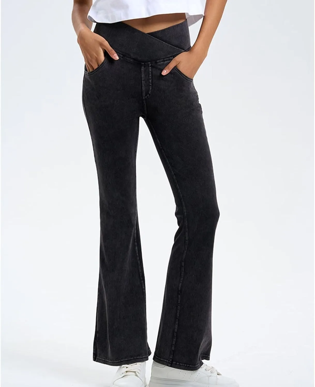 Women's High Waisted Jeans Yoga Trousers Workout Hiking Stretch Elastic Waist Fall Ankle Denim Pant