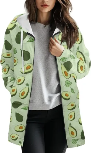 Womens Lightweight Hoodies with Pockets Zip Up Knee Length Jacket Coat Sweatshirts Trendy Casual Outwear Coats