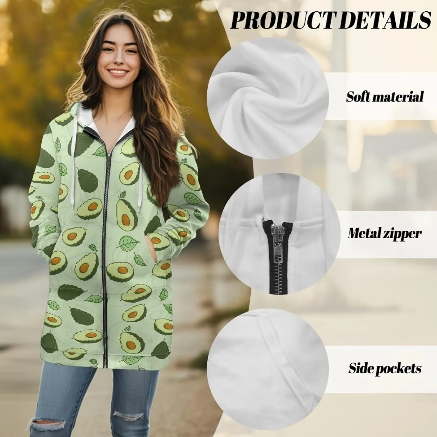 Womens Lightweight Hoodies with Pockets Zip Up Knee Length Jacket Coat Sweatshirts Trendy Casual Outwear Coats