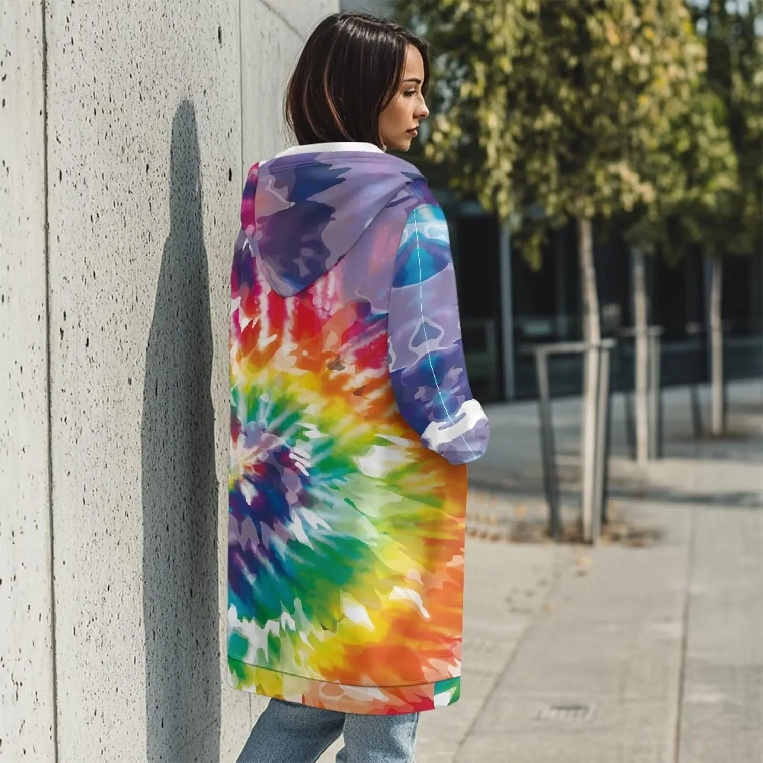 Womens Lightweight Hoodies with Pockets Zip Up Knee Length Jacket Coat Sweatshirts Trendy Casual Outwear Coats