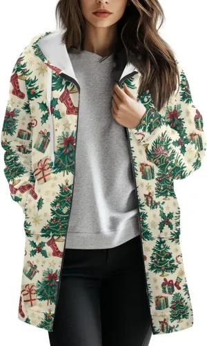 Womens Lightweight Hoodies with Pockets Zip Up Knee Length Jacket Coat Sweatshirts Trendy Casual Outwear Coats