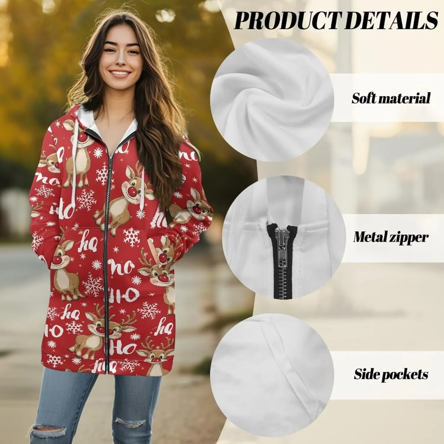 Womens Lightweight Hoodies with Pockets Zip Up Knee Length Jacket Coat Sweatshirts Trendy Casual Outwear Coats