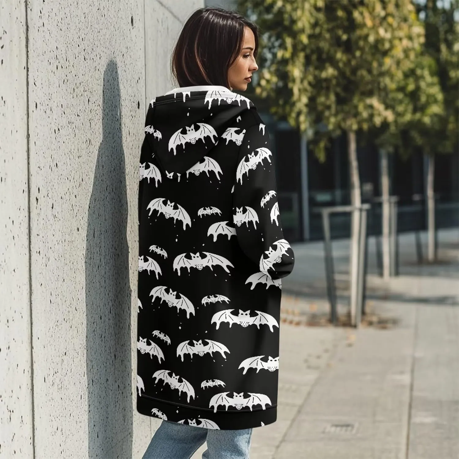 Womens Lightweight Hoodies with Pockets Zip Up Knee Length Jacket Coat Sweatshirts Trendy Casual Outwear Coats