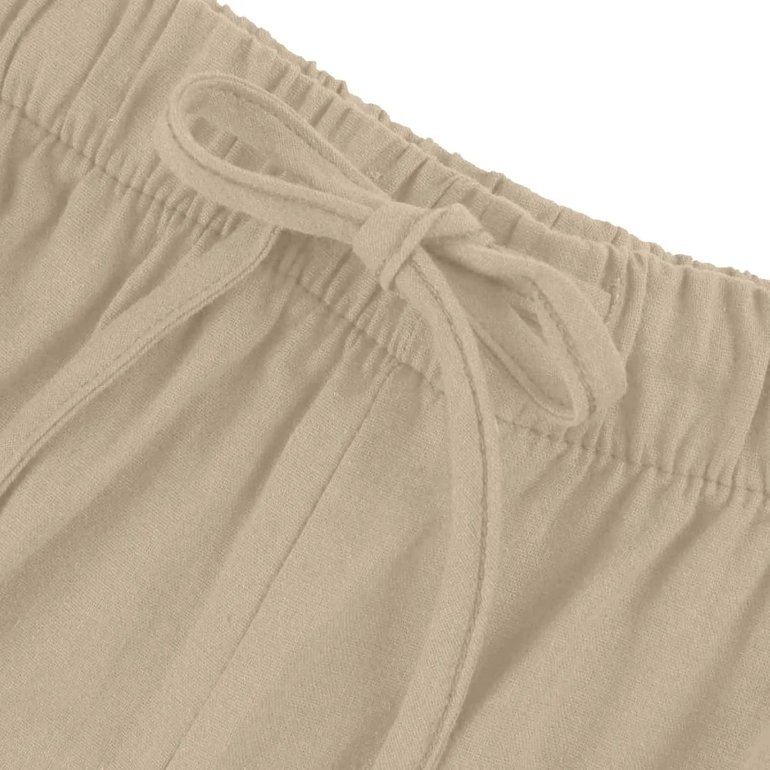 Women's Linen Wide Leg Pants High Waist Drawstring Flowy Palazzo Pants with Pockets Summer Casual Work Trousers