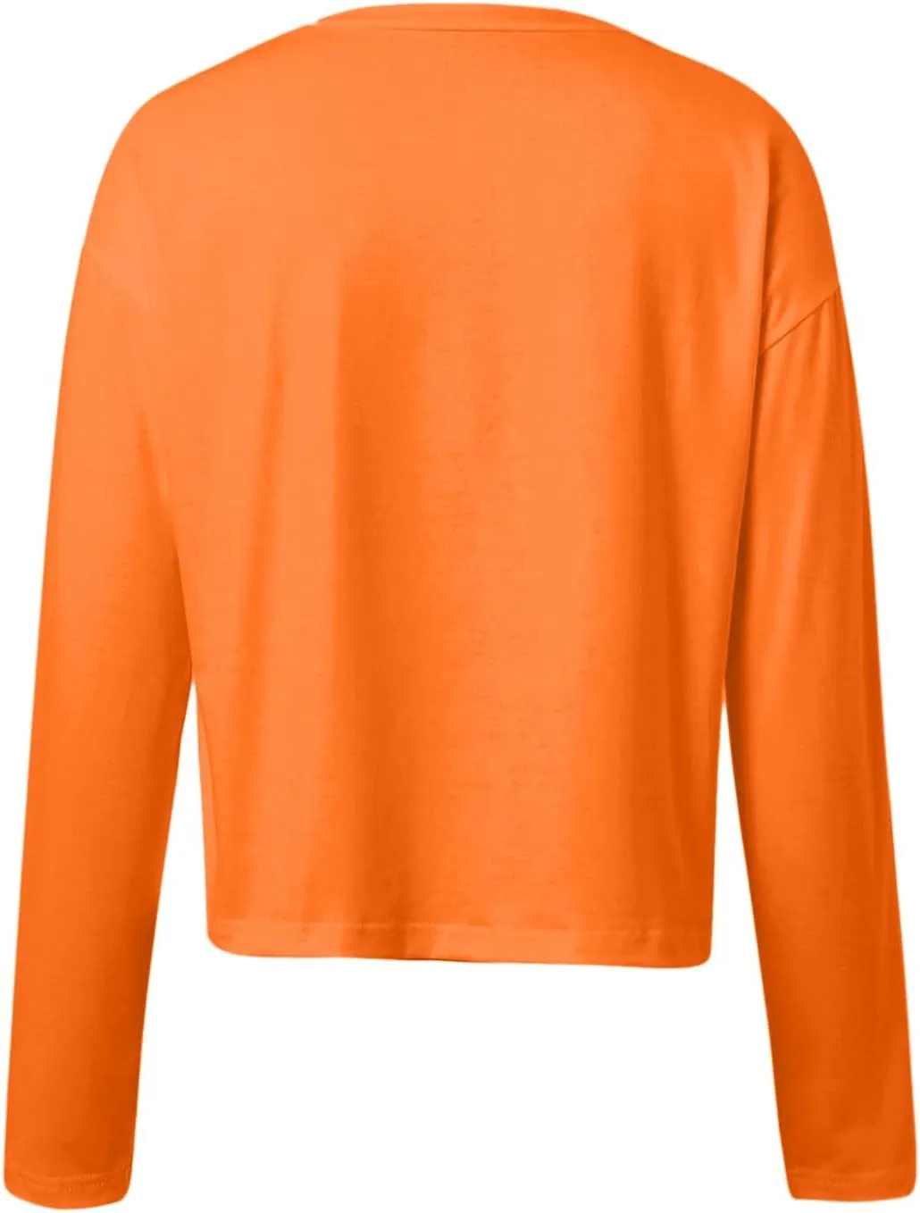 Womens Long Sleeve Cropped T-Shirts Round Neck Drop Shoulder Crop Sweatshirts Solid Casual Crop Tops