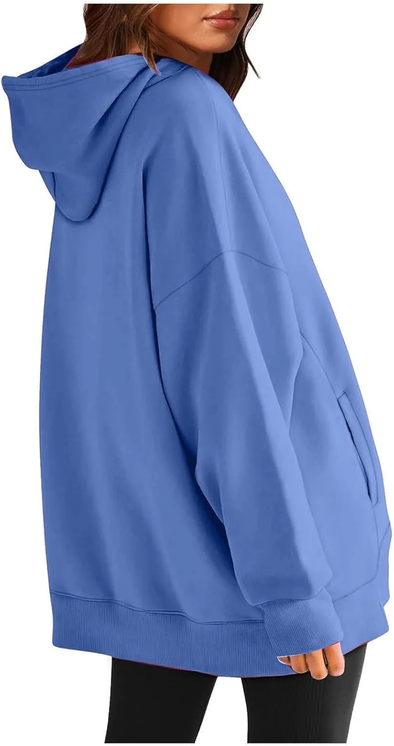 Womens Long Sleeve Tops Drawstring Pullover Tops Fall Lightweight Hoodies Loose Fit Business Casual Clothes Fall