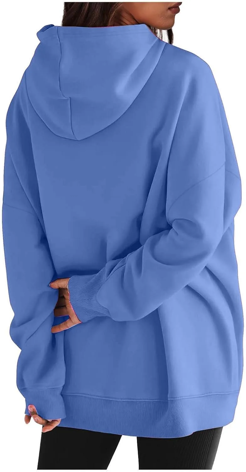 Womens Long Sleeve Tops Drawstring Pullover Tops Fall Lightweight Hoodies Loose Fit Business Casual Clothes Fall