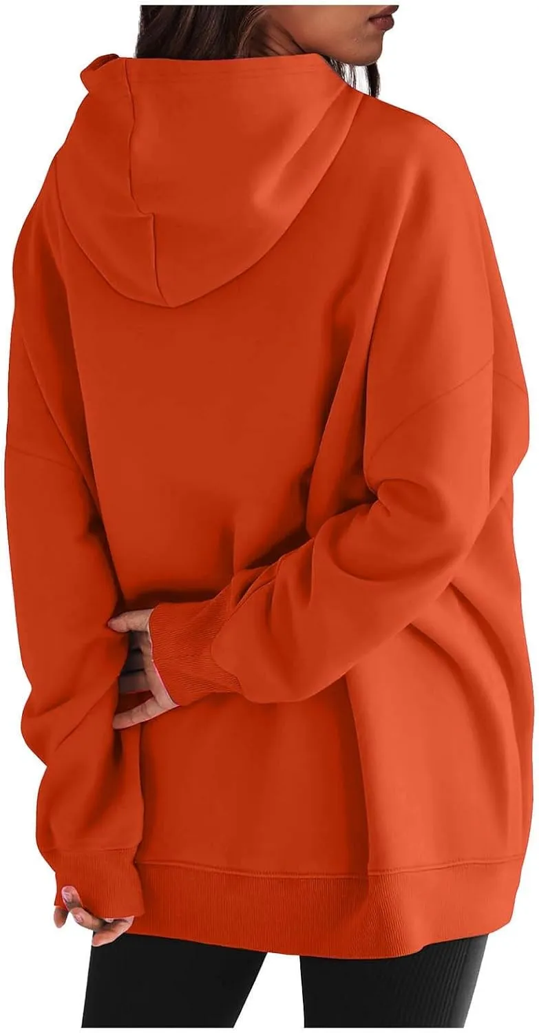 Womens Long Sleeve Tops Drawstring Pullover Tops Fall Lightweight Hoodies Loose Fit Business Casual Clothes Fall
