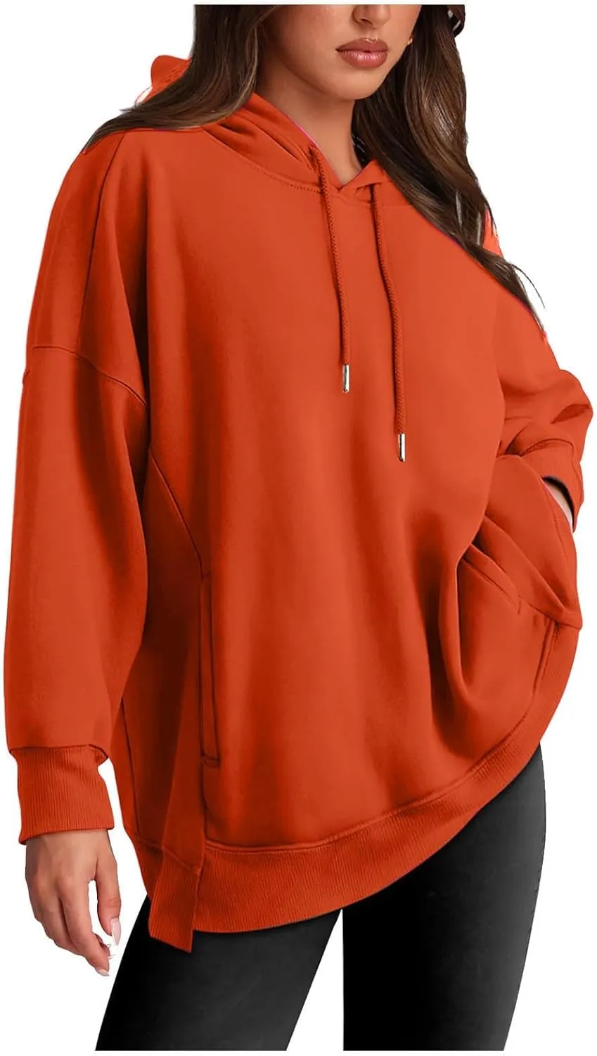 Womens Long Sleeve Tops Drawstring Pullover Tops Fall Lightweight Hoodies Loose Fit Business Casual Clothes Fall