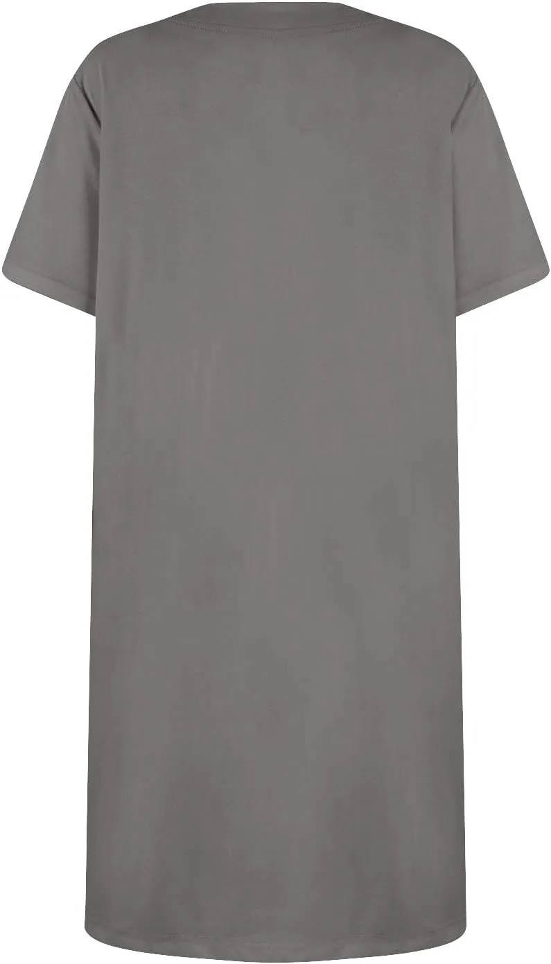Womens Mini Dress Summer Square Neck Short Sleeve Shift Tshirt Dress Casual Cute Beach Vacation Dress with Pockets