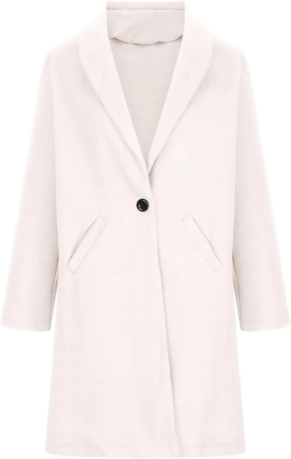 Women's Notched Lapel Wool Coat Single Breasted Pea Coat Winter Wool Blend Blazer Jacket Fashion Work Solid Overcoat