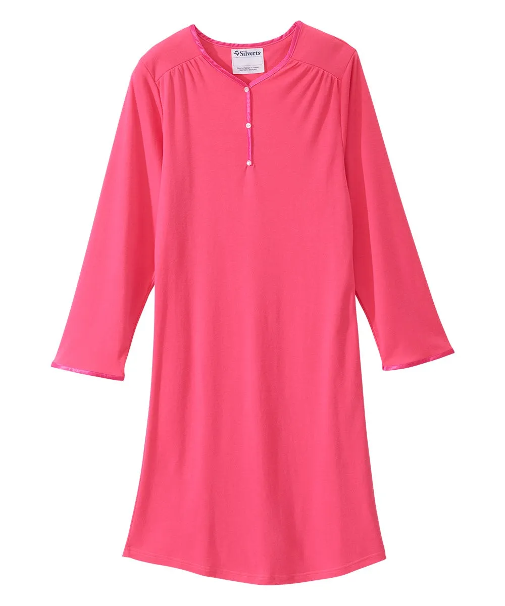 Women's Open Back Henley Nightgown
