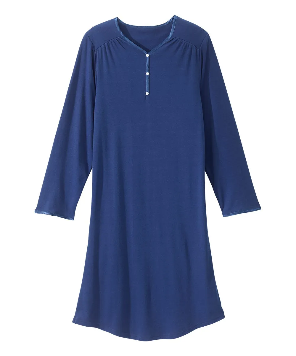 Women's Open Back Henley Nightgown