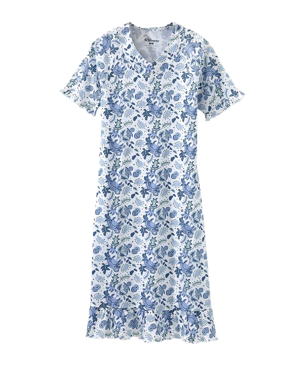 Women's Open Back Ruffle Hospital & Home Care Gown