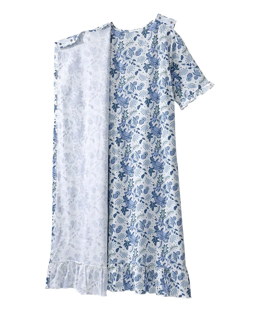 Women's Open Back Ruffle Hospital & Home Care Gown