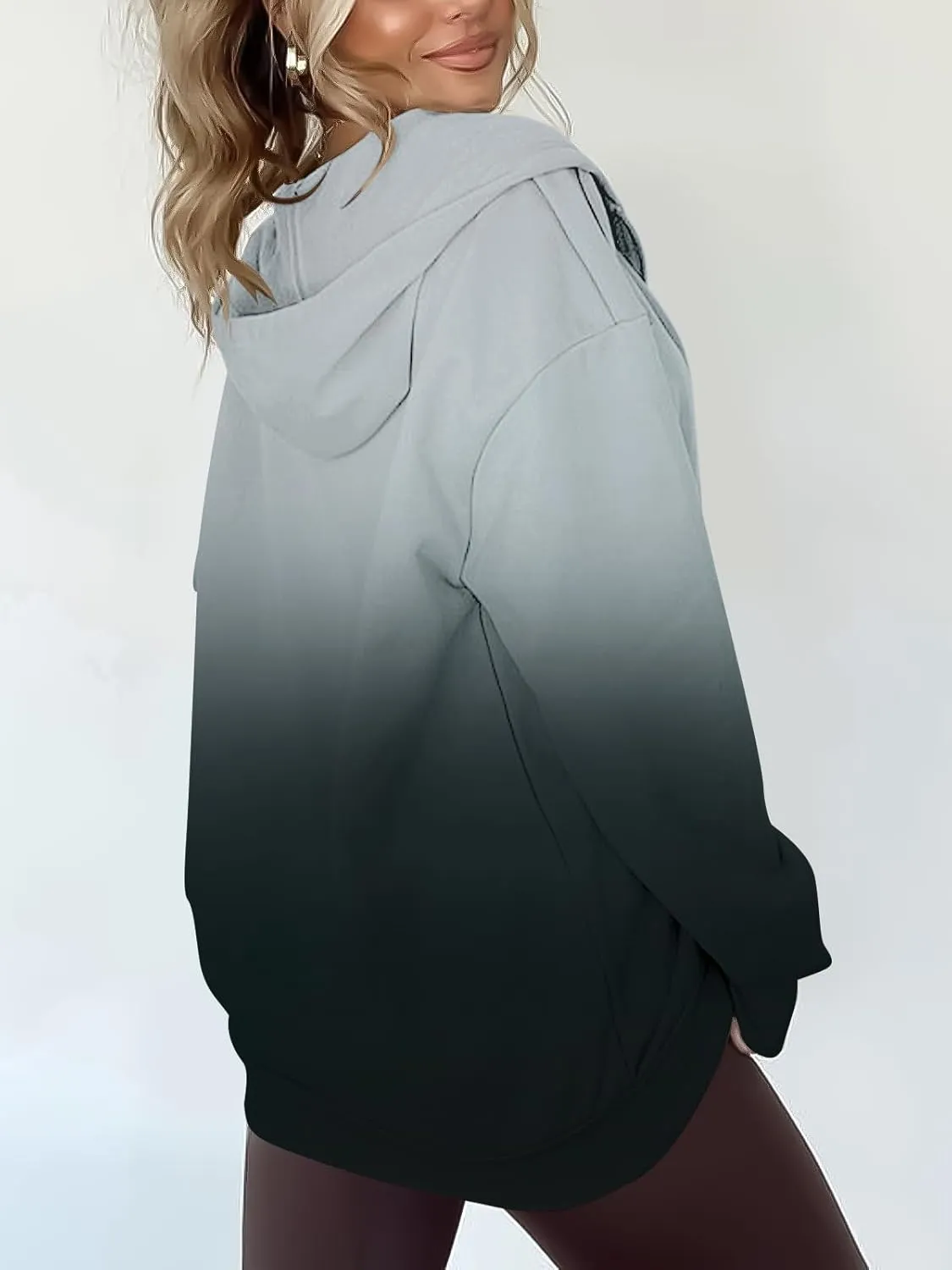 Women's Oversized Lightweight Hoodies for Women Full Zip Up Long Sleeve Drawstring Jackets