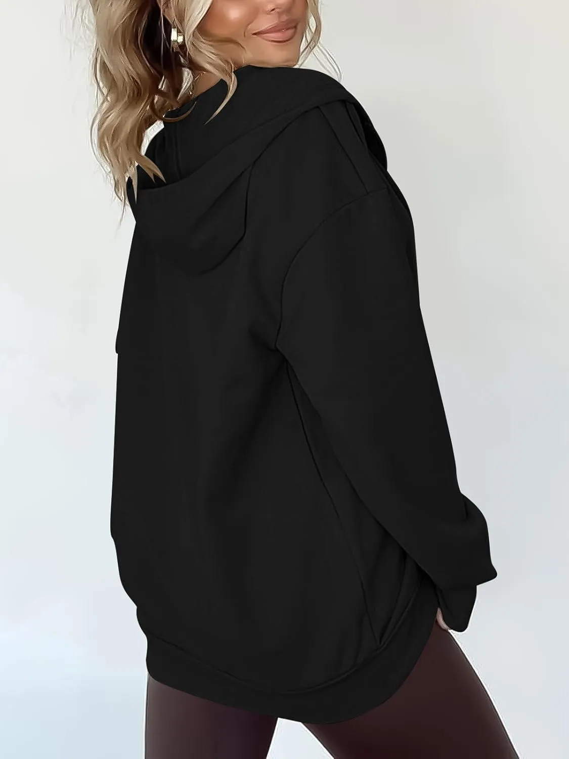 Women's Oversized Lightweight Hoodies for Women Full Zip Up Long Sleeve Drawstring Jackets