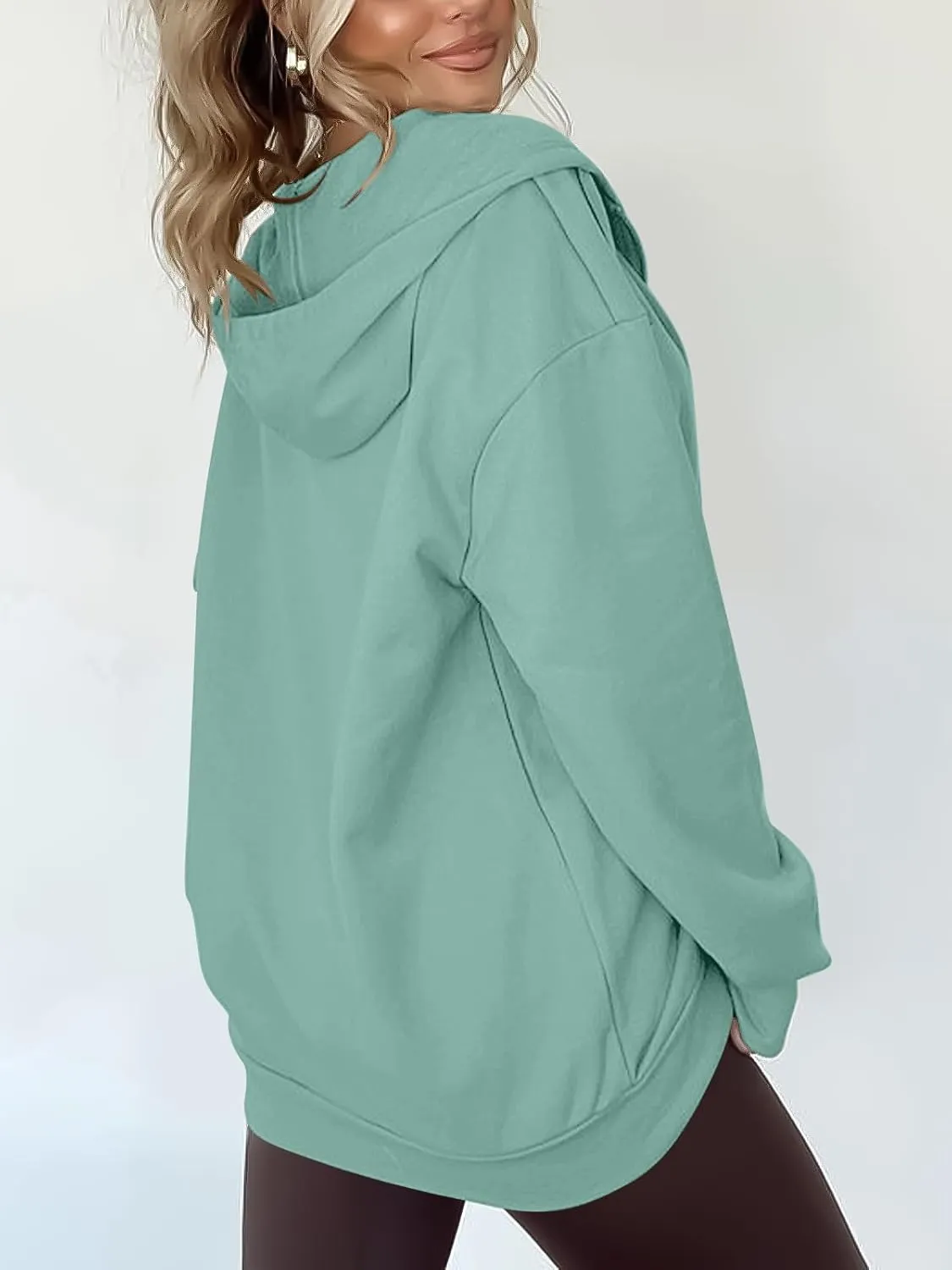 Women's Oversized Lightweight Hoodies for Women Full Zip Up Long Sleeve Drawstring Jackets