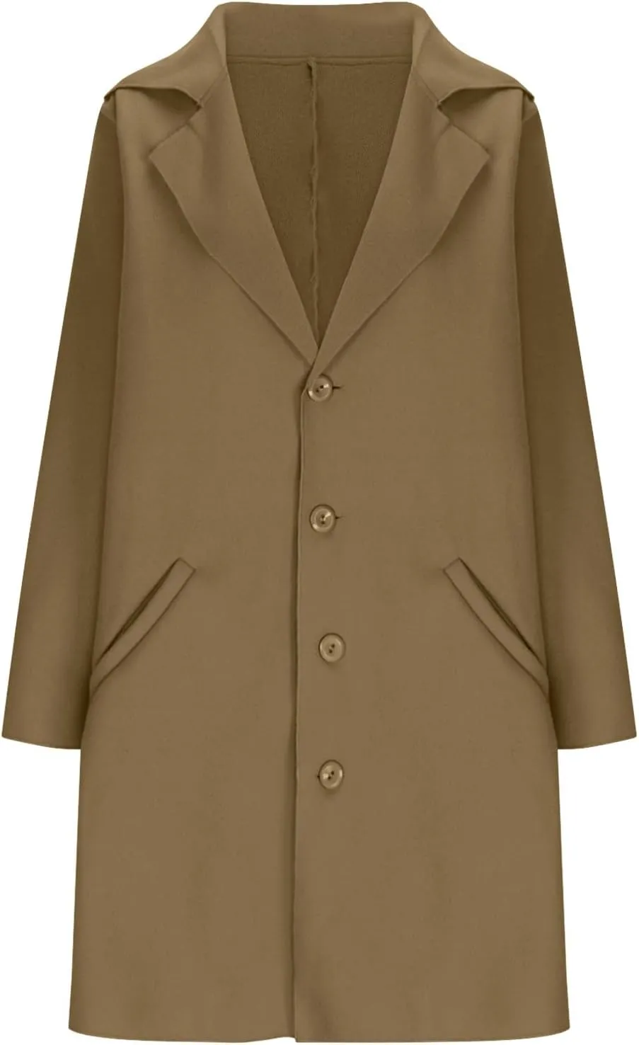Womens Pea Coat 2024 Fall Winter Woolen Blend Button Down Trench Coat with Pockets Dressy Casual Lapel Trench Coats