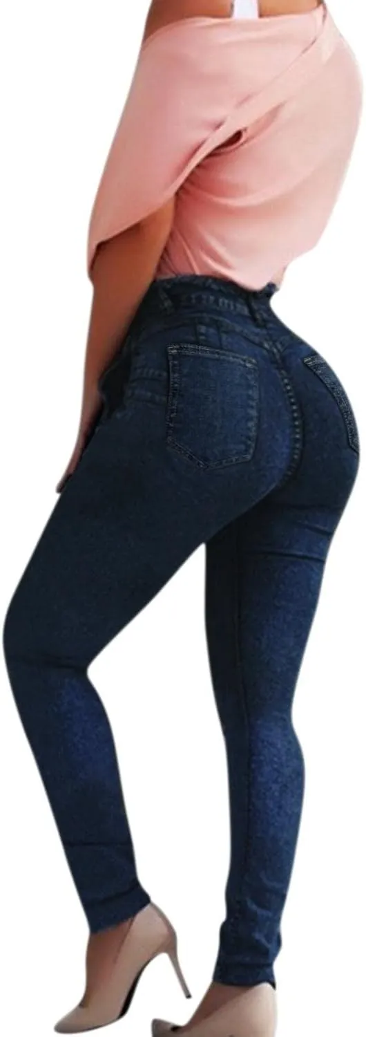 Women's Plus Size High Waist Skinny Stretch Ripped Jeans Casual Button High Rise Juniors Girls Pencil Denim Pants