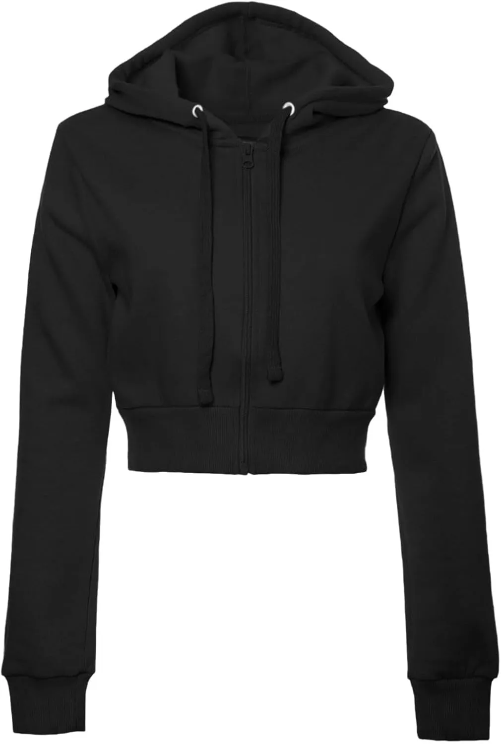 Women's Solid Fleece Long Sleeve Zip Up Crop Hoodie Jacket 2024 Fall Trendy Cropped Hoodie Sweatshirts Preppy Clothes