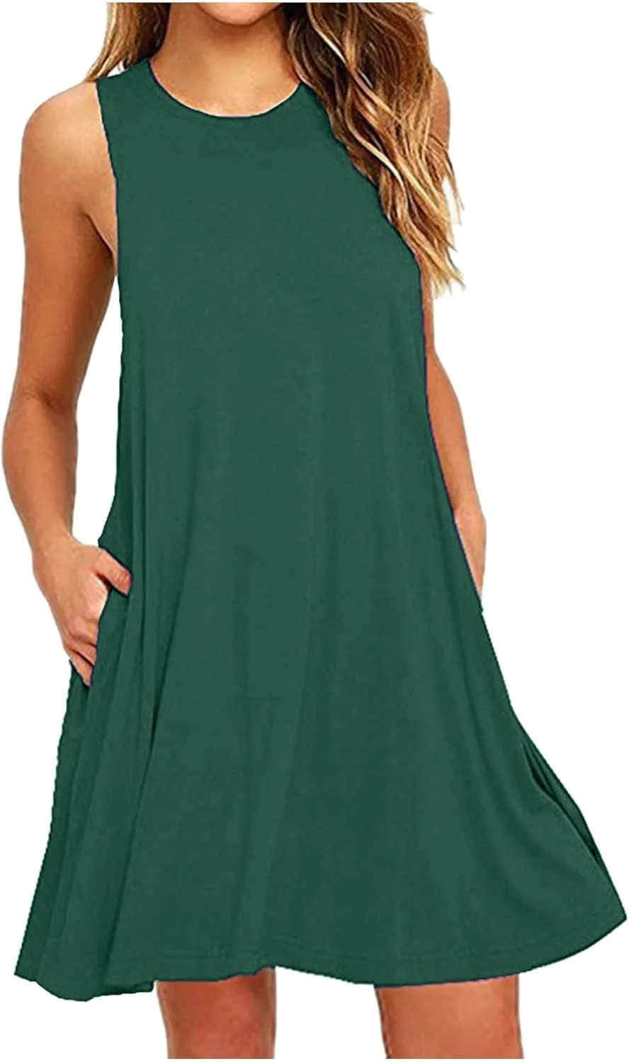 Women's Summer Casual Dress Sleeveless Round Neck A-Line Dress for Beach Vocation Travelling Outfits 2025 Trendy