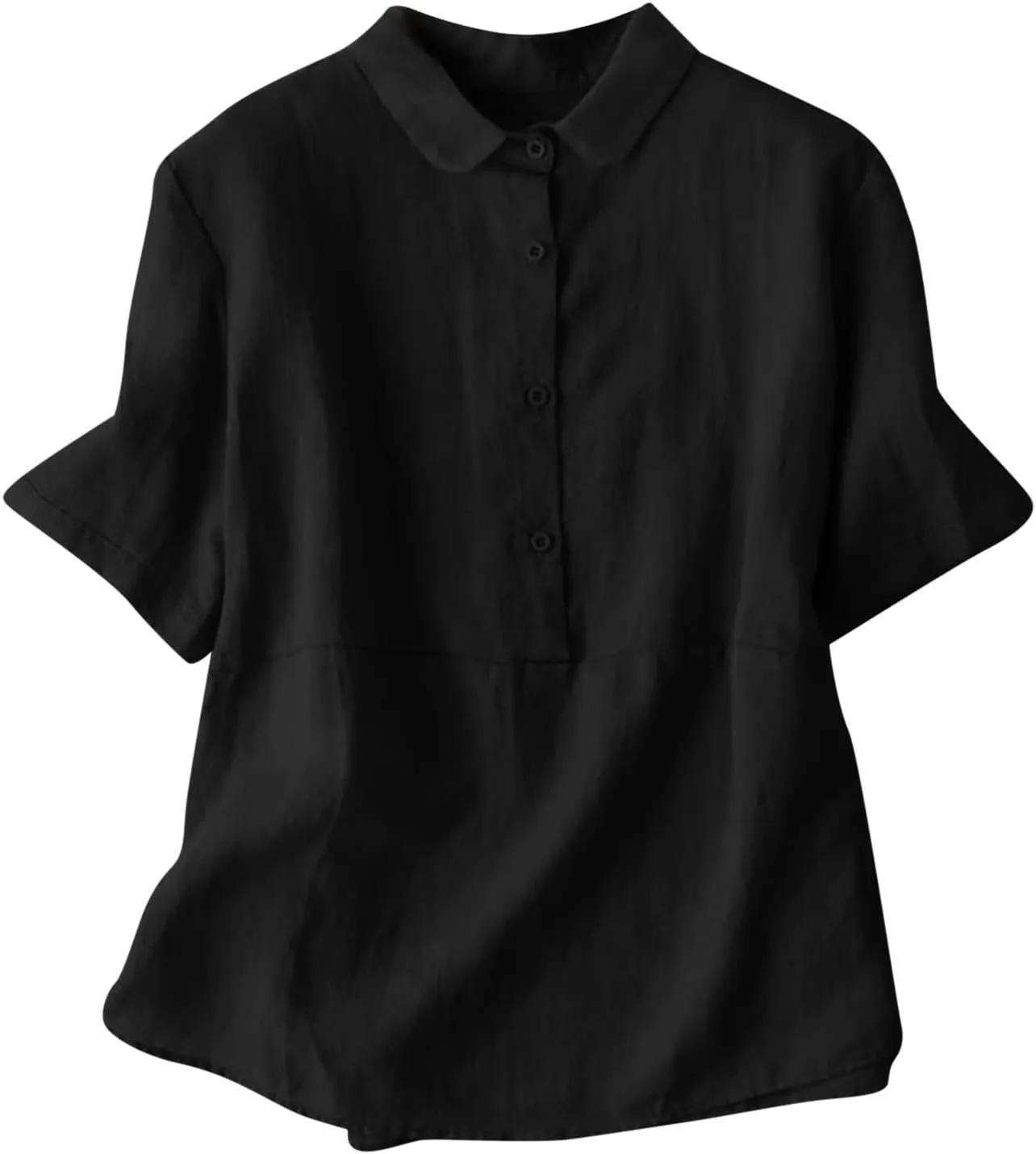 Womens Summer Tops 2025 Trendy Blouses Cotton Linen T-Shirt Elegant Vacation Shirts Ladies Outfits with Buttons