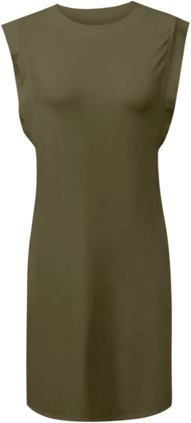 Womens Sun Dresses Summer Bohemian Wrinkle-Free Sleeveless Mini Dress Vintage Beach Cover Ups Spring Break Clothes