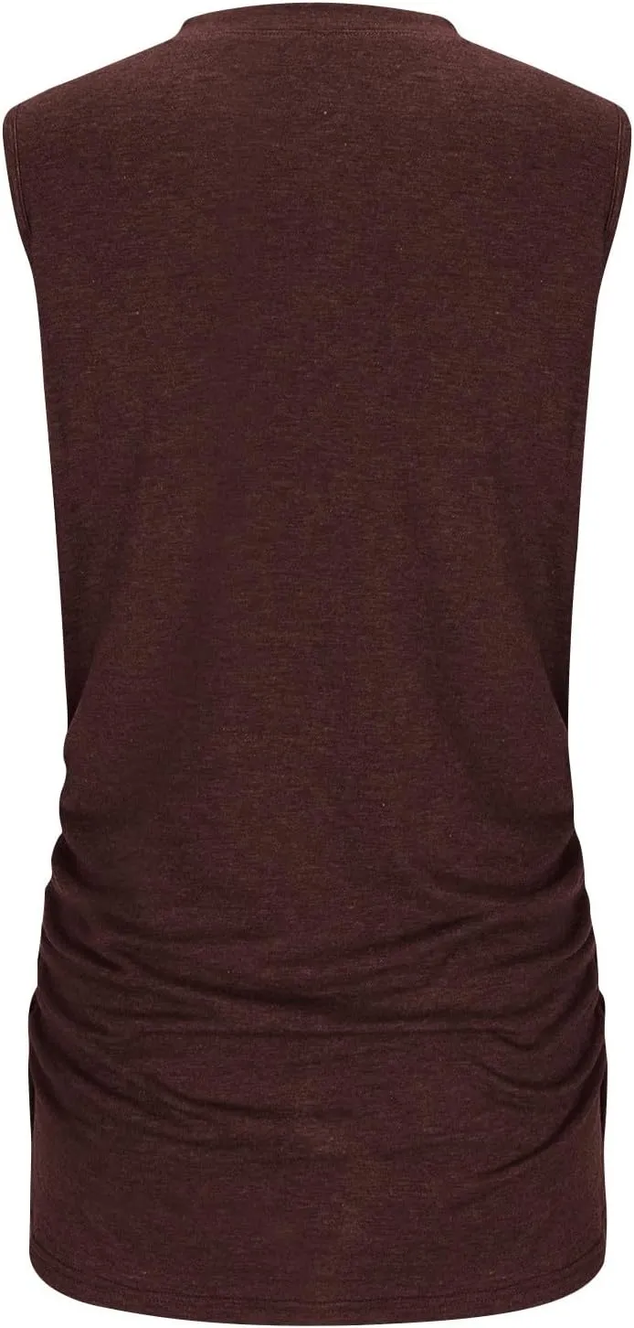 Women's Tank Tops Sleeveless Crew Neck Tee Shirts Summer Solid Color Semi Casual Tops Loose Fit Basic T Shirts