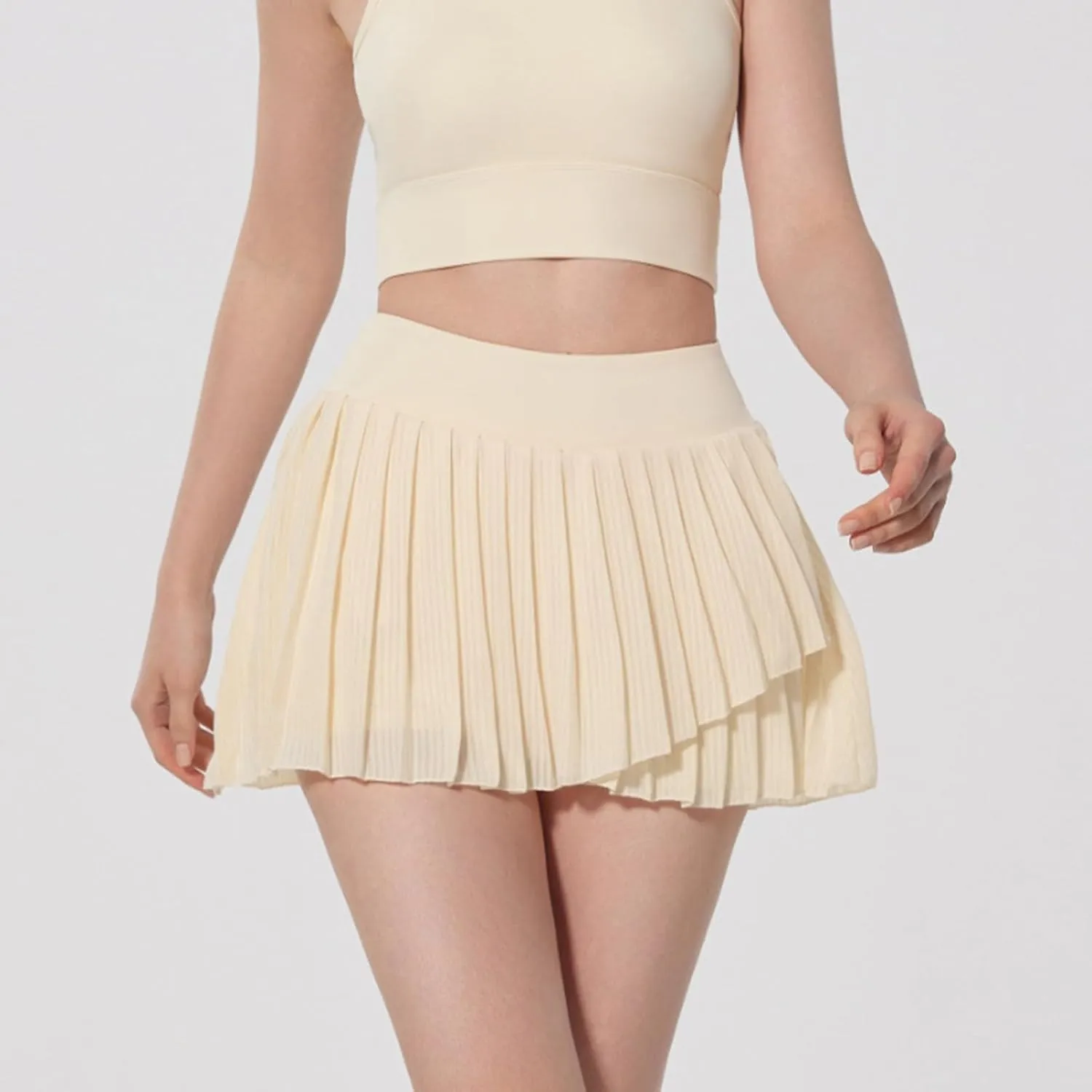 Womens Tennis Dress High Elastic Waisted Fake 2 Piece Anti-Exposed Tennis Skirt Casual Athetic Workout Pleated Lined Skort