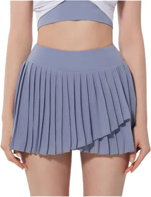 Womens Tennis Dress High Elastic Waisted Fake 2 Piece Anti-Exposed Tennis Skirt Casual Athetic Workout Pleated Lined Skort
