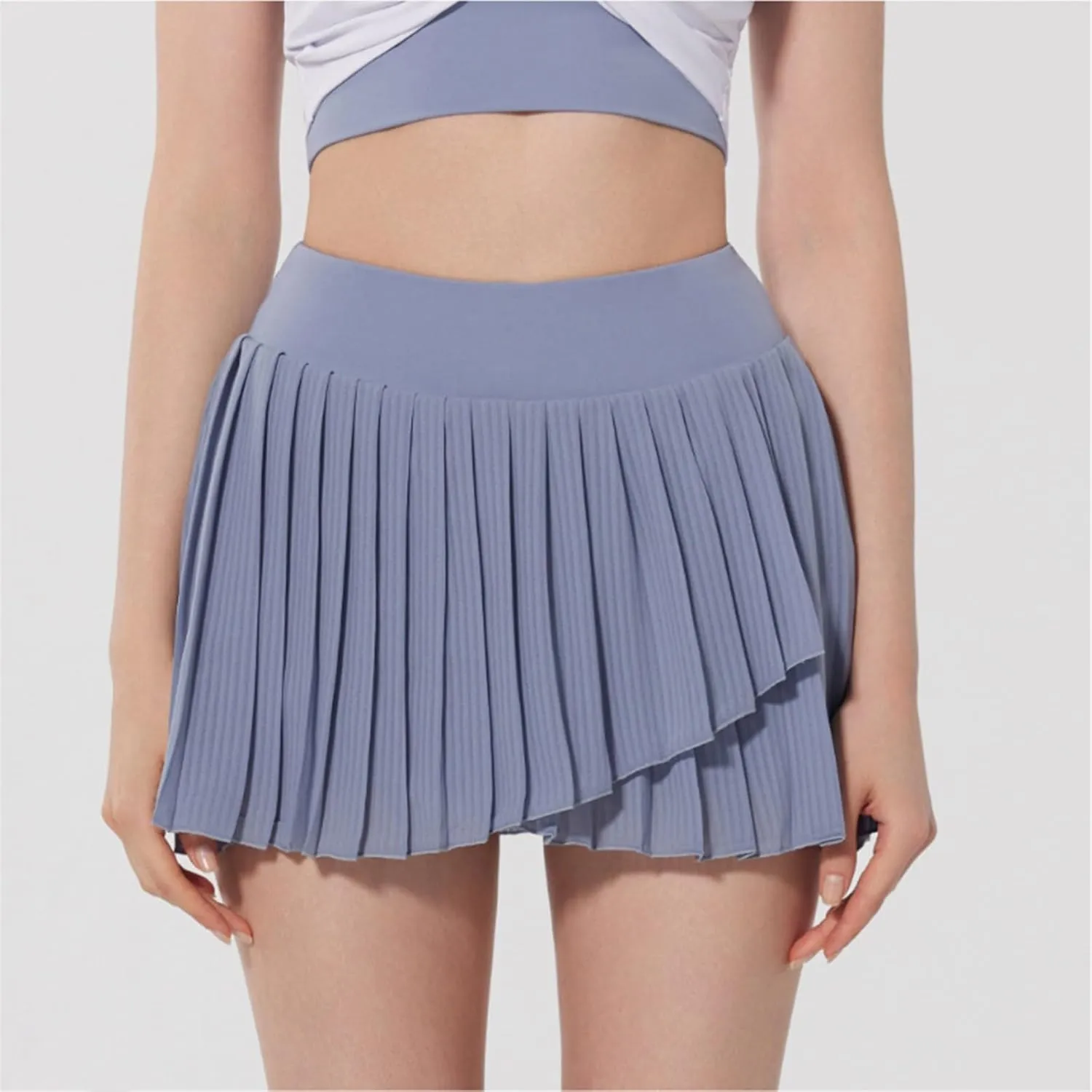 Womens Tennis Dress High Elastic Waisted Fake 2 Piece Anti-Exposed Tennis Skirt Casual Athetic Workout Pleated Lined Skort