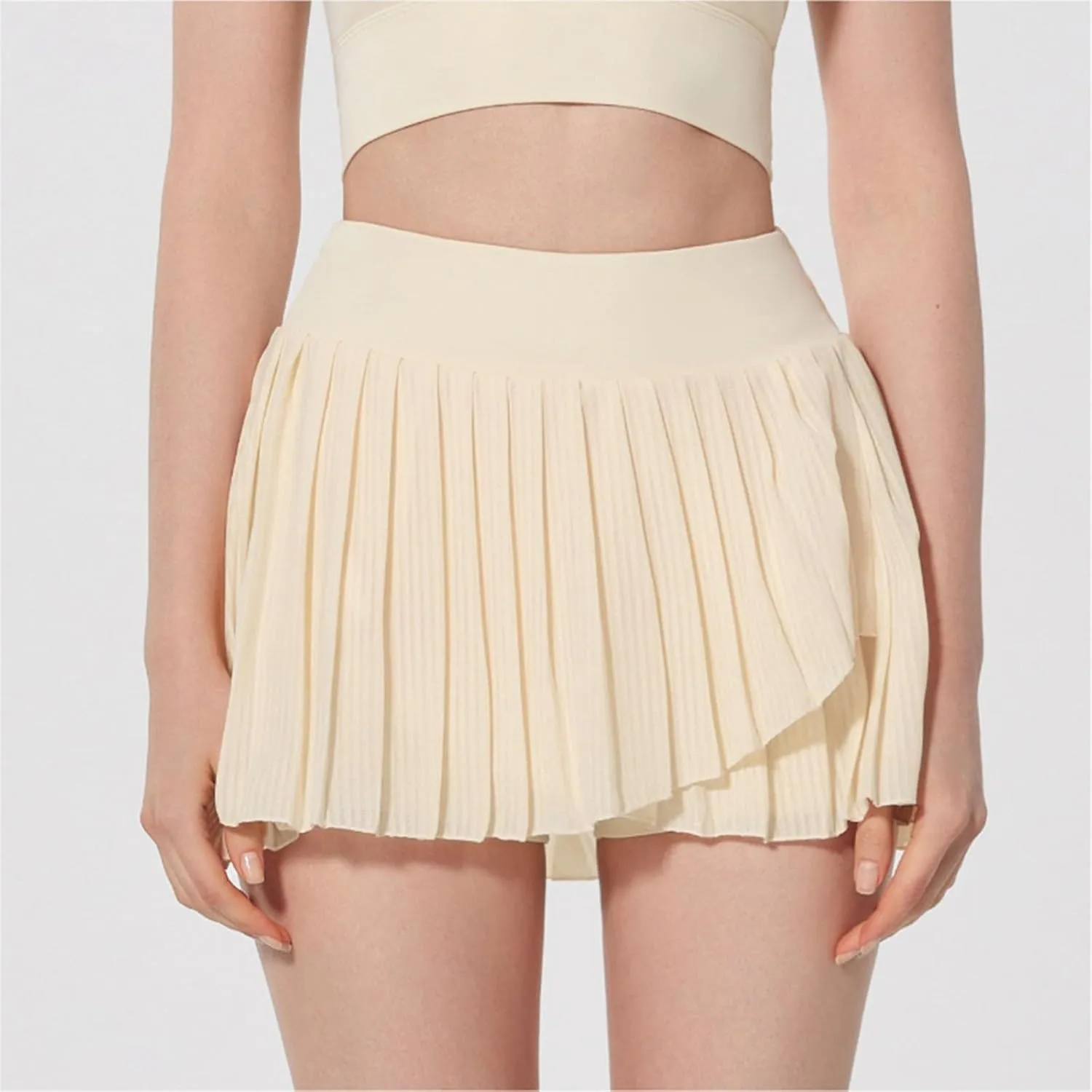 Womens Tennis Dress High Elastic Waisted Fake 2 Piece Anti-Exposed Tennis Skirt Casual Athetic Workout Pleated Lined Skort