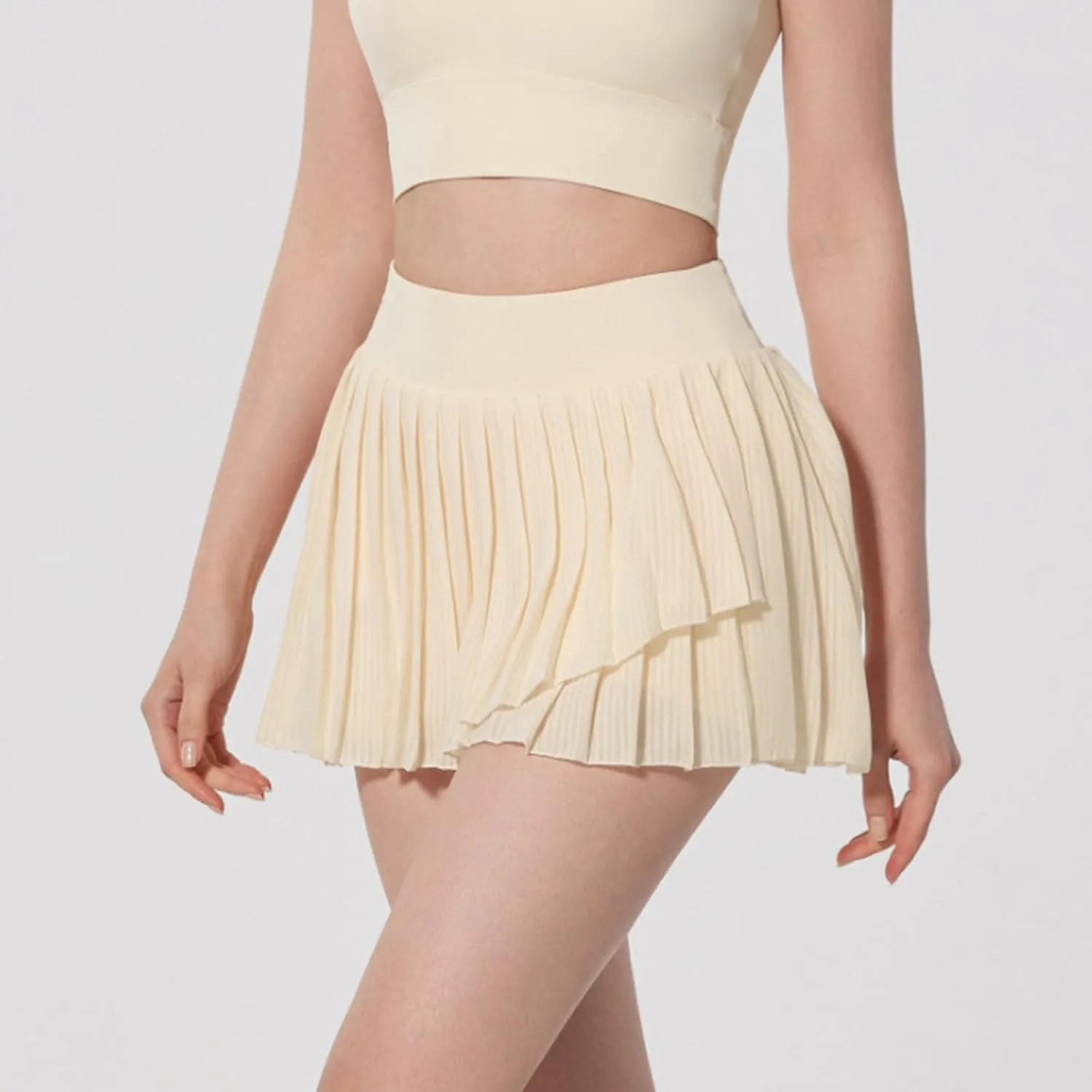 Womens Tennis Dress High Elastic Waisted Fake 2 Piece Anti-Exposed Tennis Skirt Casual Athetic Workout Pleated Lined Skort