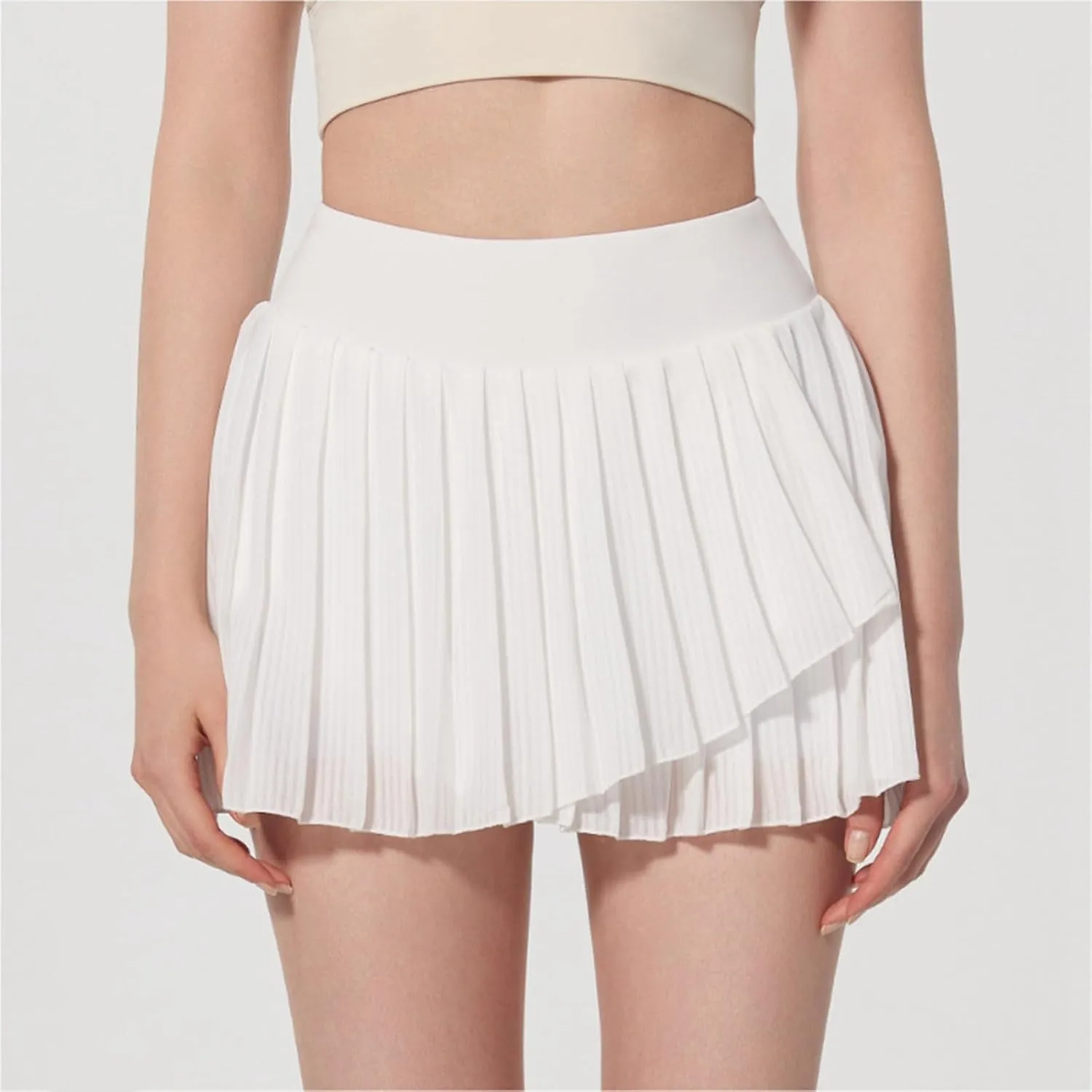 Womens Tennis Dress High Elastic Waisted Fake 2 Piece Anti-Exposed Tennis Skirt Casual Athetic Workout Pleated Lined Skort