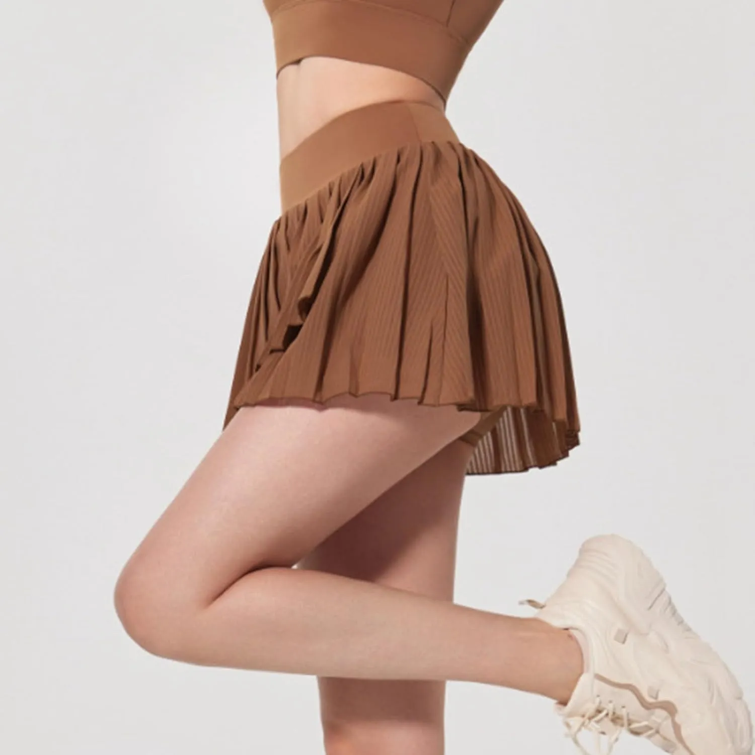 Womens Tennis Dress High Elastic Waisted Fake 2 Piece Anti-Exposed Tennis Skirt Casual Athetic Workout Pleated Lined Skort