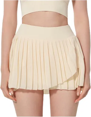 Womens Tennis Dress High Elastic Waisted Fake 2 Piece Anti-Exposed Tennis Skirt Casual Athetic Workout Pleated Lined Skort