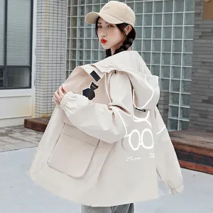 Women's Tooling Trench Coat For Girls Spring And Autumn