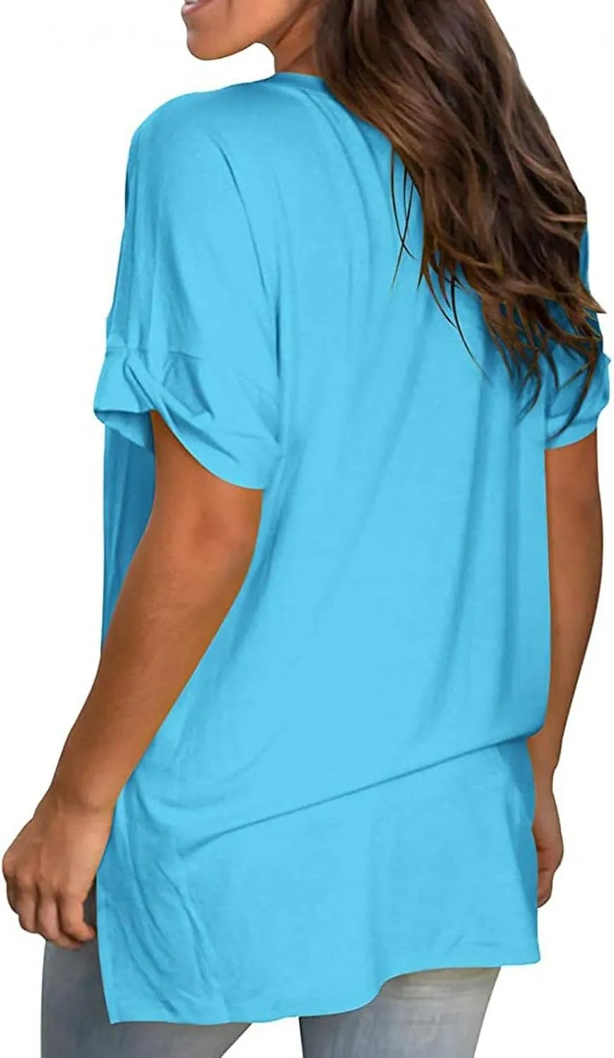Womens Tops Casual Gradient T-Shirt Comfy Loose Tees V-Neck Tunic Top Short Sleeve Shirts Stripe Pullover Blouse