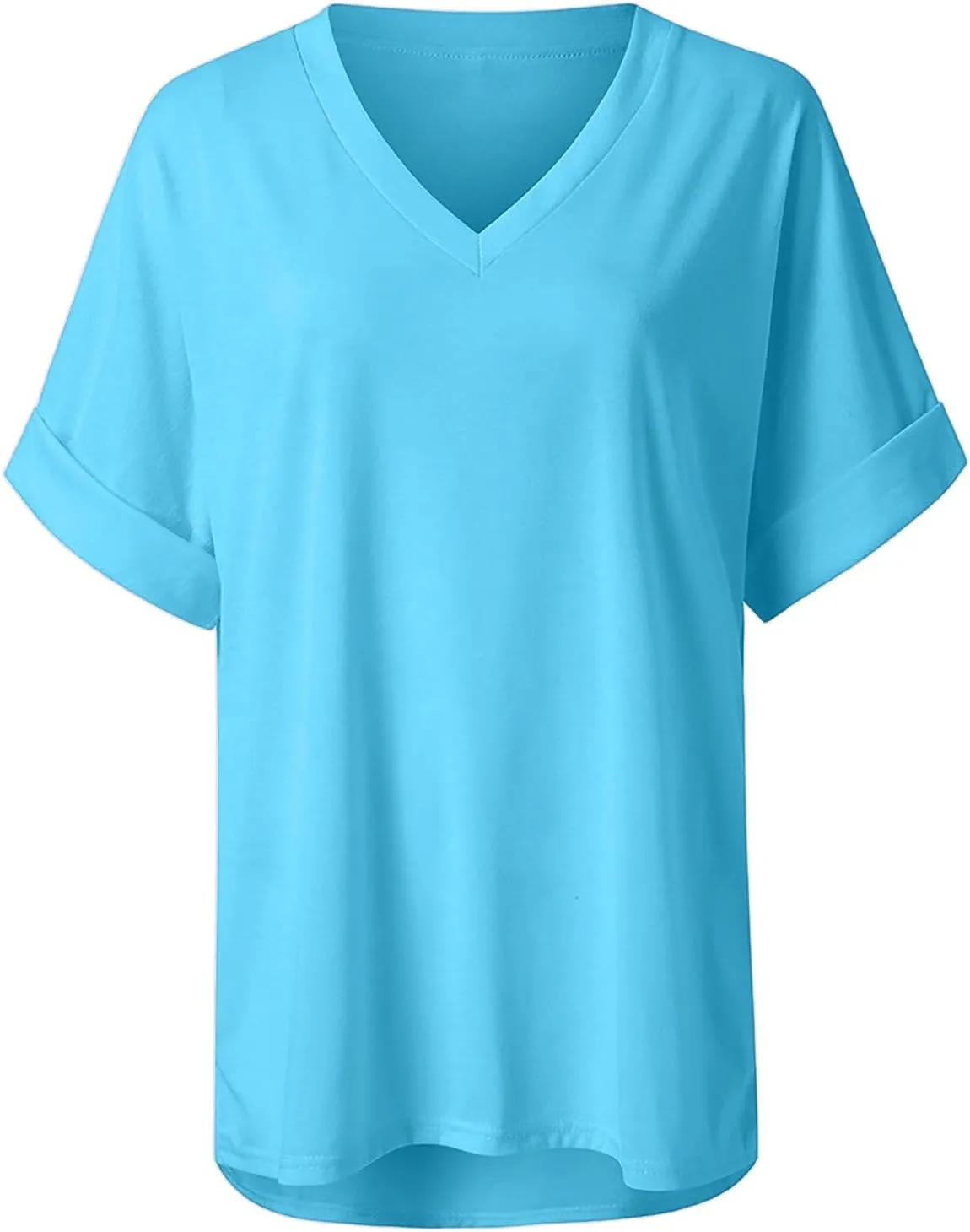 Womens Tops Casual Gradient T-Shirt Comfy Loose Tees V-Neck Tunic Top Short Sleeve Shirts Stripe Pullover Blouse