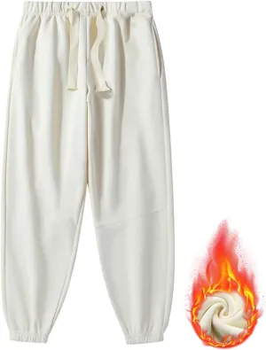 Womens Warm Sherpa Lined Sweatpants Cinch Bottom Athletic Jogger Casul Baggy Fleece Pants