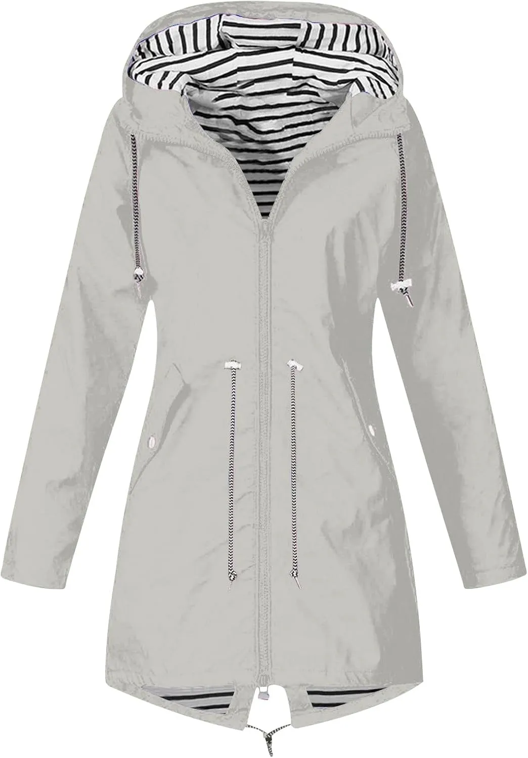 Women's Waterproof Rain Jacket Long Sleeve Lightweight Hooded Jackets Raincoat for Hiking Travel Outdoor Windbreaker